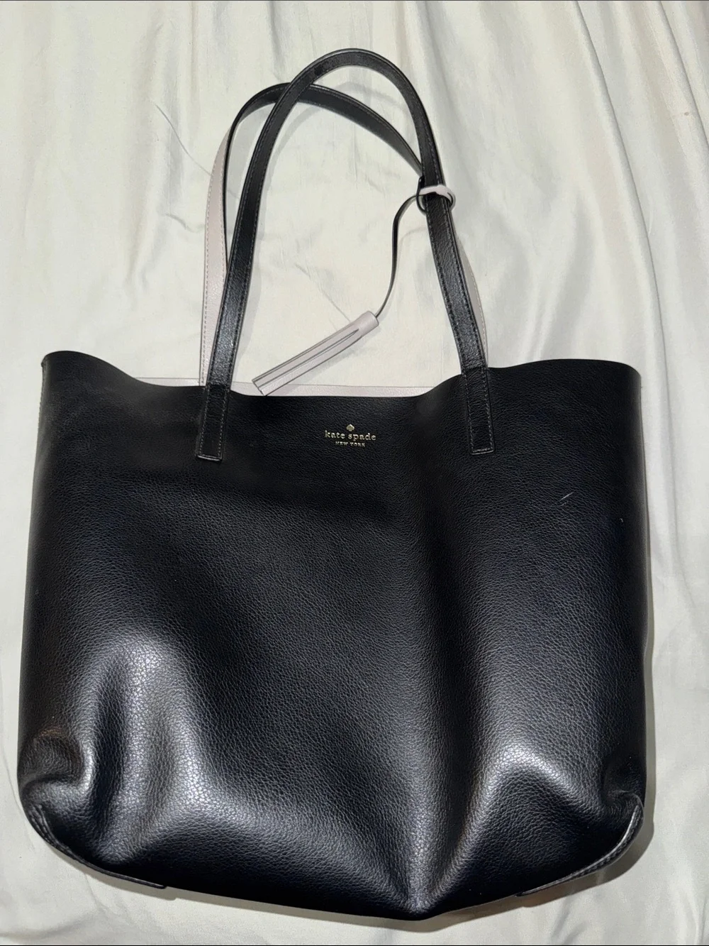 kate spade Black Tote with Grey Handles and Tassel